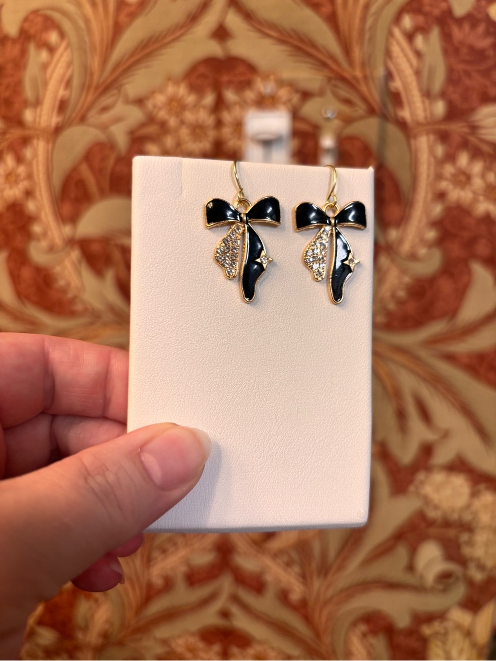 New 3pc set pendant & Black Bow & Crystal Drop Earrings customize your necklace